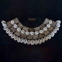 Afghani Tribal choker with two line cowrie shells embedded design
