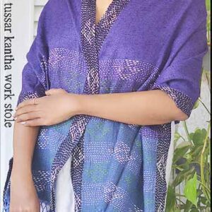 Bagalpuri tussar kantha work stole product in use image