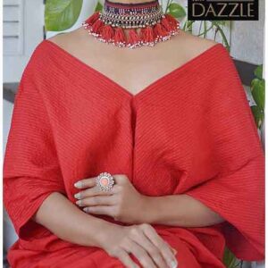 Tribal Hill tribe choker with red thread frills beads and bells