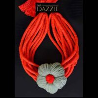 10 strands Wooden beaded necklace with crochet pendant