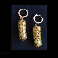 Gold plated basket weave earrings