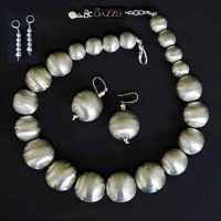 Silver toned ball beads necklace with earrings set