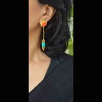 Traditional ethno Tibetan gilded brass norbu earrings