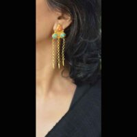 Traditional ethno Tibetan gilded brass norbu earrings