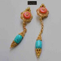 Traditional ethno Tibetan gilded brass norbu earrings Product – JD4304