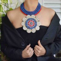 Beaded necklace with old tribal Afghani pendant
