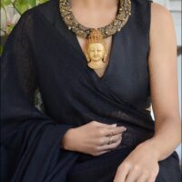 Fabric necklace with Buddha pendant