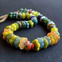 Handmade Murano Glass marbled flower beads