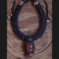 Fabric necklace with Buddha pendant