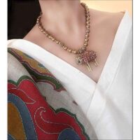 Vintage handmade brass sheep figurine pendant