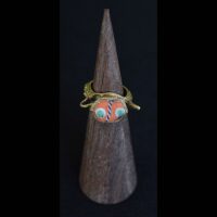 Pitcher shaped eye mosaic glass bronze Ring