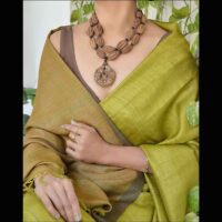 Intricate Nephrite Jade pendant with Nepali natural wooden beads