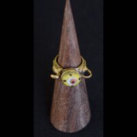 Pitcher shaped eye mosaic glass bronze Ring