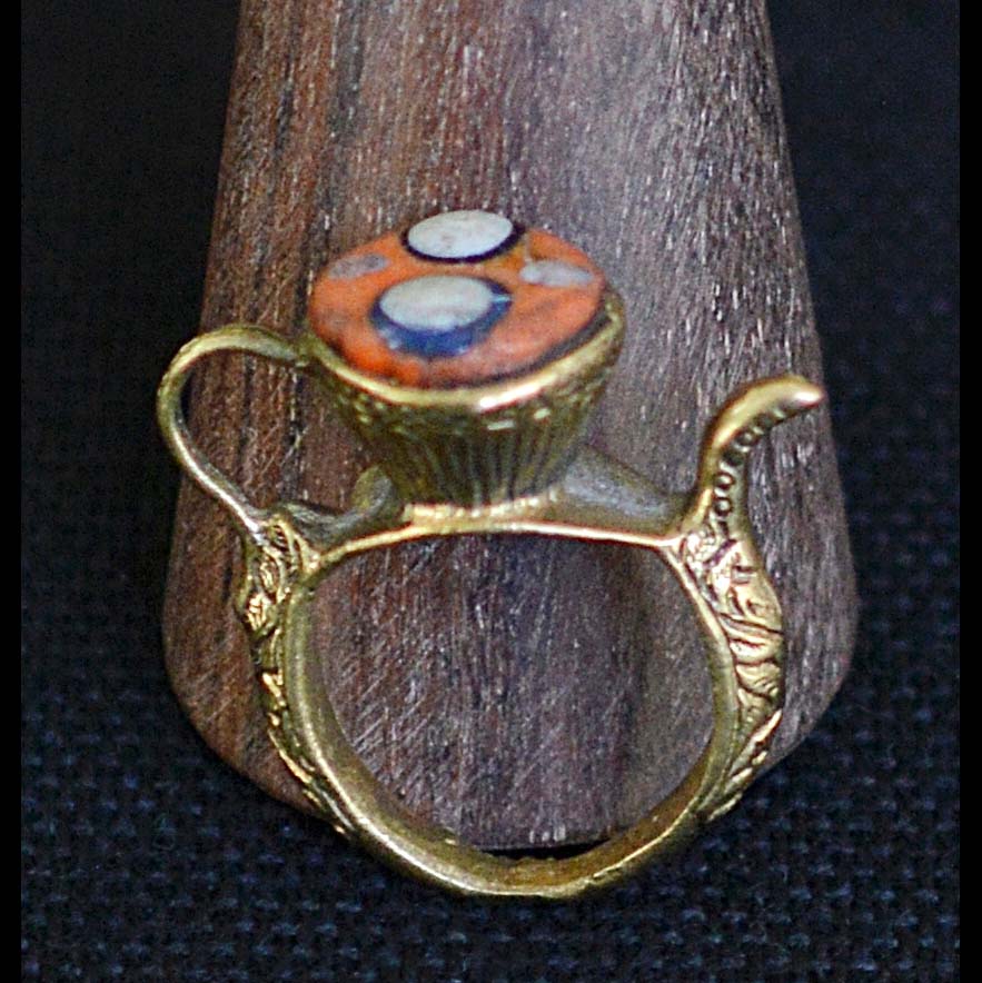 Pitcher shaped eye mosaic glass bronze Ring - Image 4