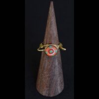 Pitcher shaped eye mosaic glass bronze Ring