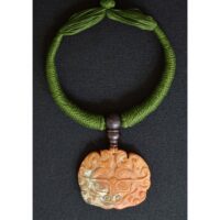Hongshan culture old carved animal mask brown jade amulet pendant