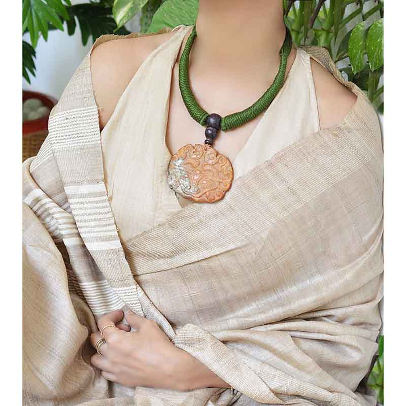 Hongshan culture old carved animal mask brown jade amulet pendant