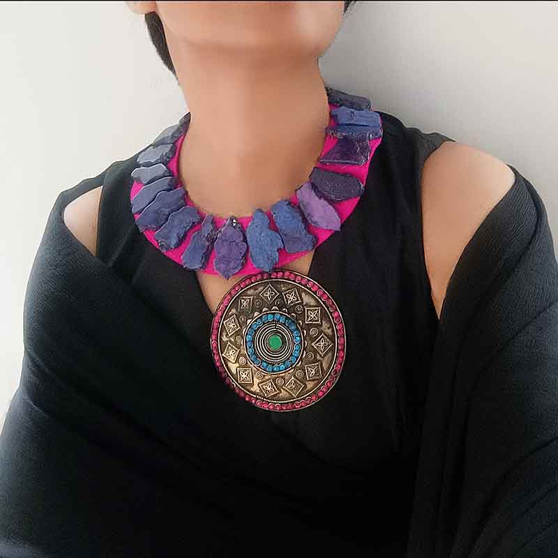 Afghani Pendant with lapis blue free form turquoise slabs