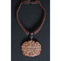 Hongshan culture old carved animal mask brown jade amulet pendant