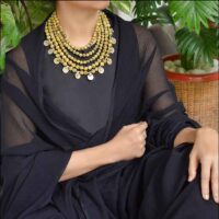 Multilayered necklace with jade gemstone beads
