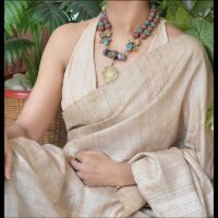 Tibetan necklace with brass almanac pendant