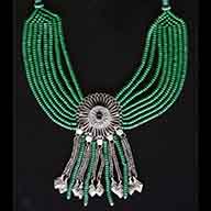 Multilayered beaded necklace with afghani pendant