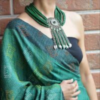 Multilayered beaded necklace with afghani pendant