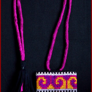 HAND EMBROIDERED CROSS STITCH PENDANT NECKLACE