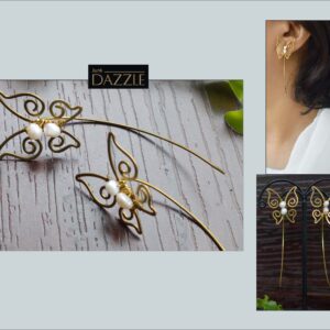 Brass and fresh water pearl butterflies