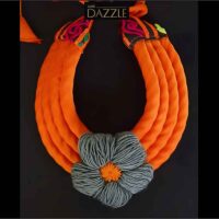 Silk bib necklace with handmade crochet flower product only