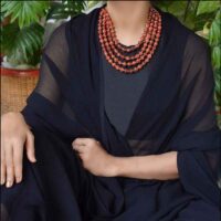 Multilayered necklace with jade gemstone beads